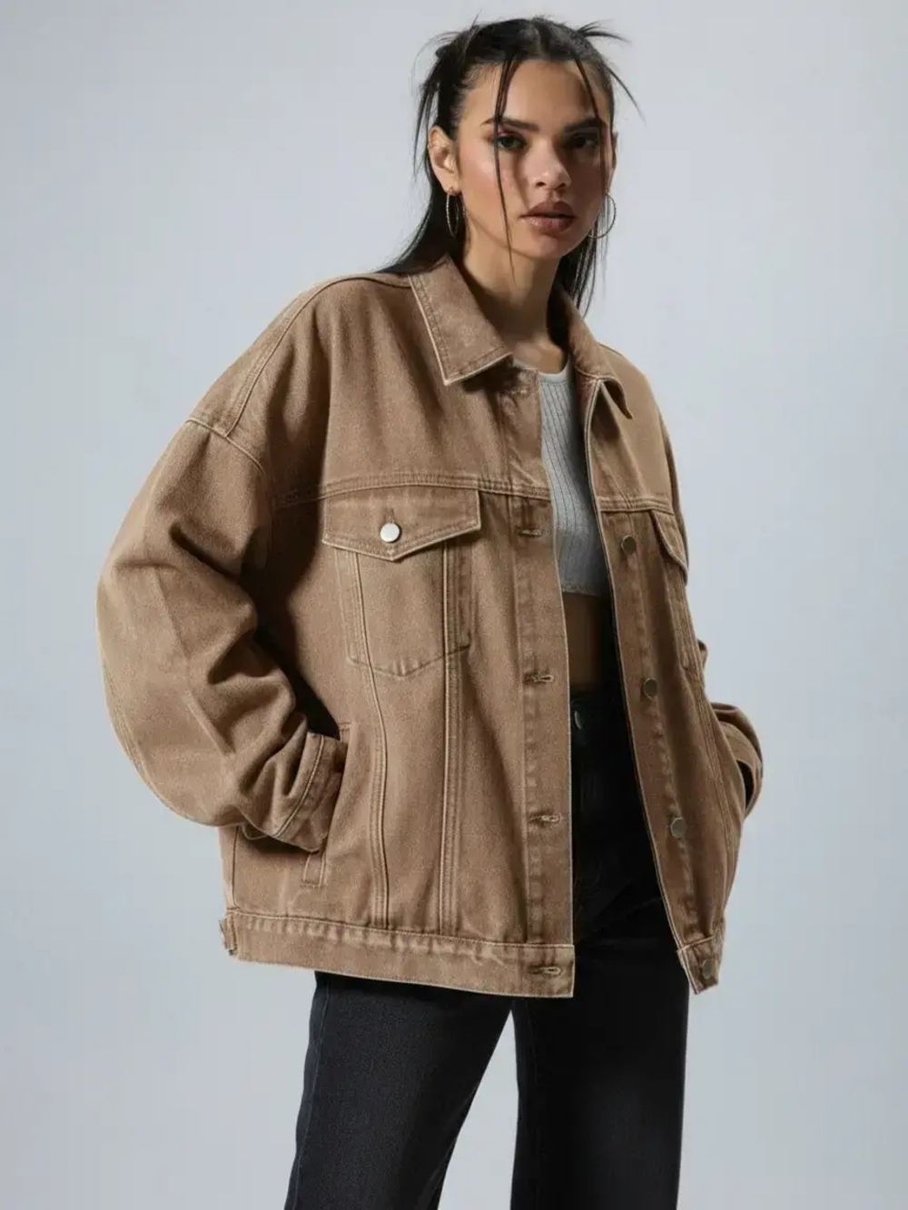 Source Unknown Oversized Brown Denim Jacket